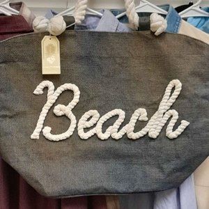 BEACH Rope Jute Tote Bag by Mud Pie